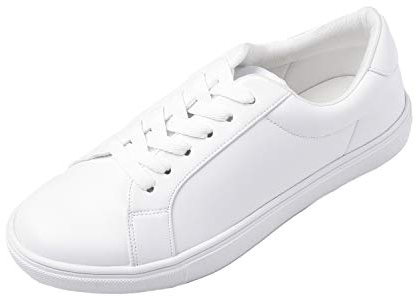 Feversole Women's Featured PU Leather Lace-Up Sneaker,Damen Sneaker Atmungsaktiv Turnschuhe Leicht Laufschuhe Sportschuhe Freizeitschuhe Klassisch weiß EU38