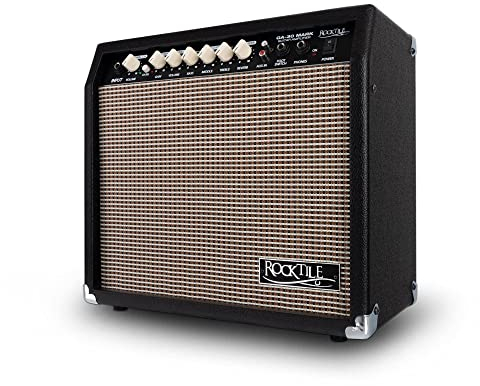 Rocktile GA-30 Mark Gitarrenverstärker (30 Watt Gitarrencombo, 2 Kanäle (Clean/Drive), 8 Speaker, mit Hall-Effekt schwarz