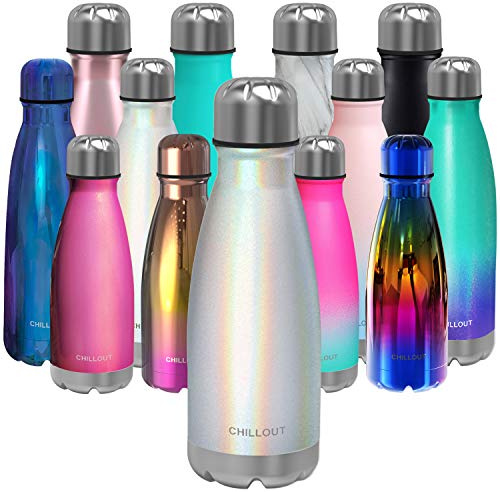 CHILLOUT LIFE Edelstahl-Wasserflasche für Kinder, Schule, 340 ml, doppelwandig, isoliert, Cola-Flaschenform für kalte und warme Getränke, BPA-freie Metall-Sportflasche für Jungen, Mädchen und Frauen