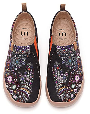 UIN Cómodo Unisexo Art Rezando de Microfibra Orar Transpirable Suela de PU Mocasines Piel Mujer,Vestido Zapatos de Mujer