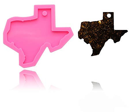 Werpower America Texas State Map Keychain Silicone Mold with Hole for DIY Soap Mould Gum Paste Chocolate Desserts Handmade Ice Crea.