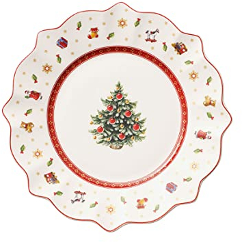 Villeroy & Boch Toy's Delight Frühstücksteller 6er Set, 24 cm, Weihnachtsgeschirr, Plätzchen- und Keksteller für Weihnachten, Premium Porzellan, Weiß