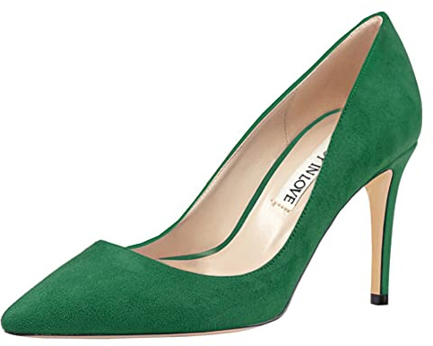 Joy IN Love Zapatos de tacón Medio de Las Mujeres Zapatos de tacón Puntiagudo Toe Vestido de la Bomba Stilettos, Verde (Gamuza Verde), 39 EU