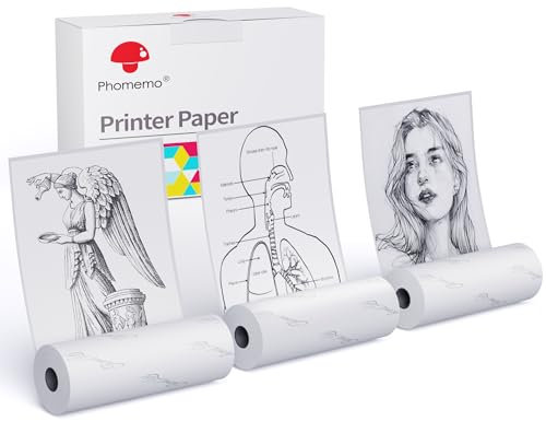 Phomemo M02 Thermopapier Weiß 3er-Satz Selbstklebendes Druckerpapier, Kompatibel mit Phomemo M02 M02S M02 Pro M03