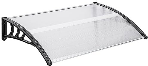 Youyijia Door Canopy 120 X 80 X 23 cm Waterproof Front Door Canopy Rain Canopy Outdoor Shelter Front Back Garden Canopy Balcony Awning Front Door Window Canopy Outdoor Shade Canopies (Black)