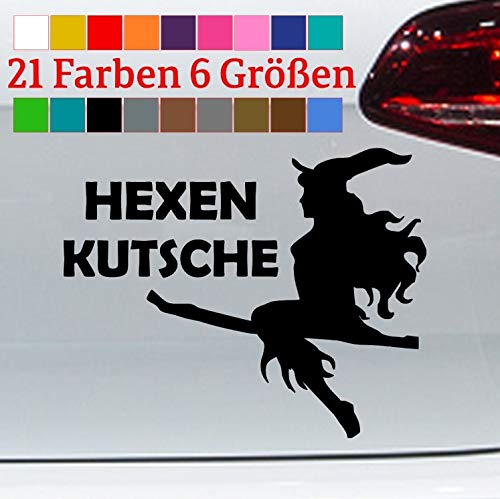 Aufkleber Hexenkutsche Tattoo Car Sticker Witch Broom Spruch Funny Drude Zauber in 6 Größen und 21 Farben