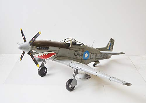 JS Garten Deko Blechflugzeug Nostalgie Modellflugzeug Oldtimer Marke Mustang P51 Flugzeug aus Blech L 103 cm