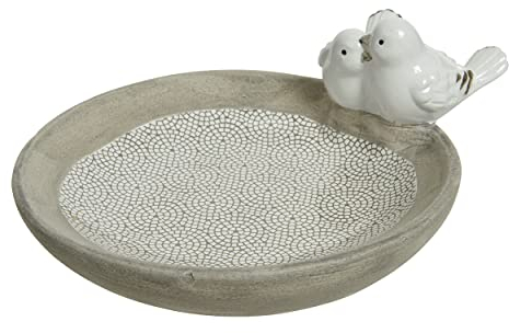 Vogelfutterstelle Vogeltränke Vogelbecken Terrakotta weiß Ø 23 cm Höhe 9,5 cm