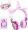 ANGUYA Cuffie Bluetooth per Bambina,Cuffie Unicorno 85dB Volume Limiting,Cuffie per Bambini con Microfono per iPad/iPhone/Android/Computer/TV (Oro rosa)