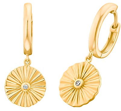 s.Oliver Creolen 925 Sterling Silber Damen Ohrschmuck, mit Zirkonia synth., 3 cm, Gold, Kommt in Schmuck Geschenk Box, 2031423