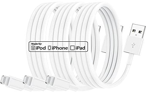 3 Pack Apple MFi Certified iPhone Charger Cable 2m, Apple Lightning to USB Cable Cord 2 metres Fast Charging Apple Phone Long Chargers for iPhone13/12/12 mini/ 11/11Pro/Max/X/XS/XR/XS Max/8/7/6/iPad