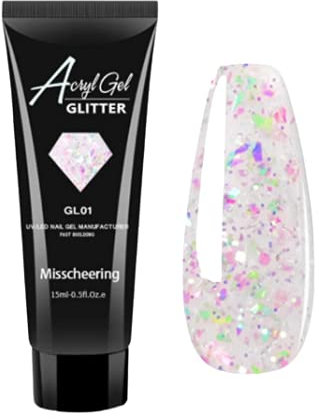 MISSCHEERING Poly Nail Gel Nails Builder Kit - 15ml Acryl Gel Polygel for Glitter Nail Extension - UV LED Polish - Easy DIY Nail Art - 5pcs / 10 Pcs (GL 01)