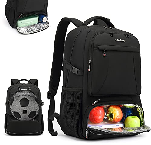 CoolBELL Sac à Dos Ordinateur Portable 17.3 Pouces Homme Femme avec Port de Chargement USB de Filet de Basket Poche à lunch Sac à Dos Multifonctionnel Sac a Dos PC Portable pour Voyage/Scolaire,Noir