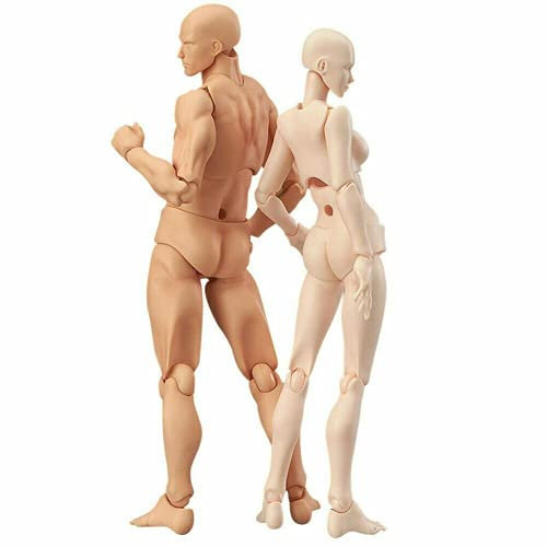 ausuky Zeichenfiguren für Künstler, Actionfigur, Modell, menschliches Mannequin, Mannequin (Hautfarbe, Frau + Mann)