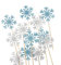 Frozen Cake Toppers Decorations, 20pcs Christmas Cupcake Toppers Snowflake Cake Decorations, Snowflake Cupcake Toppers for Christmas Birthday Wedding Party Blue & Silver