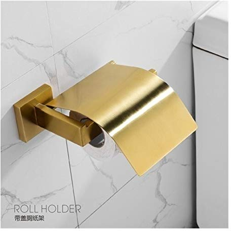 Taschentuchbox Gebürstet Goldende Toilettenpapierhalter Gold 304 Edelstahl-Toilettenpapierrollenhalter Wandhalter Badaccessoires Set (Color : Metallic)