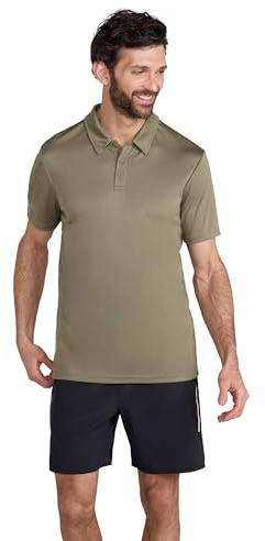 Mountain Warehouse Endurance IsoCool Mens Polo - UV Protection Top, Sweat Wicking T-Shirt, Breathable Tee Shirt - for Spring Summer, Running, Hiking & Outdoors Khaki L