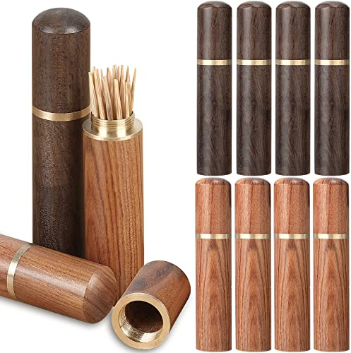 Honeydak 10 Pieces Portable Wood Toothpick Holder, Not Include Toothpick
