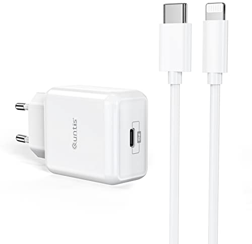Quntis iPhone Schnellladegerät, 18w USB C Ladegerät mit iPhone Schnellladekabel, iPhone Fast Charger Mfi Zertifiziert, USB C Netzteil Ladestecker kompatibel mit iPhone 14 13 12 11 x 8 Plus Pro iPad