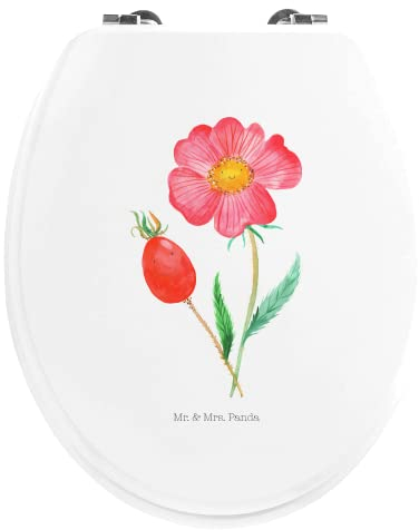 Mr. & Mrs. Panda Motiv WC Sitz Blume Hagebutte - Geschenk, WC-Sitz, schlechte Gedanken, Garten, Toilettendeckel, Klobrille, Blumen Deko, Klodeckel,