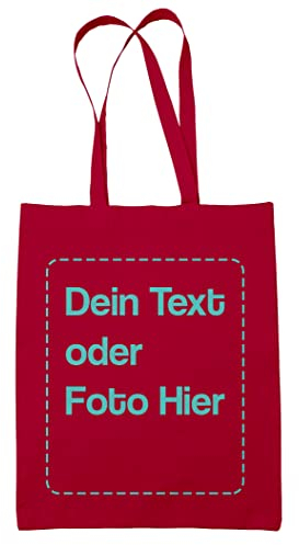 BLAK TEE Personalisierbarer Selbst Gestalten mit Foto und Text Wiederverwendbare Einkaufstasche Rot