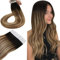 Hetto Tape Extensions Echthaar Schwarz Tape in Extensions Echthaar 40 cm Balayage Schwarz to Dunkel Braun and Licht Blond Seidig Gerade Invisible Tape Klebe Remy Haarverlangerung 20pcs 50g #1b/6/27