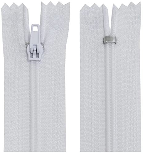 Aerzetix - C63445 - Set di 10 Cerniere Lampo a Spirale N°3 Non separabile 40cm in Nylon - cursore autobloccante in Metallo - Colore Bianco - Abbigliamento Cucito Pantaloni merceria