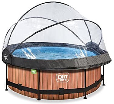 EXIT Toys Lime Pool with Multifunctional Cover - ø8x2.4ft - Compact, Round Frame Pool with Cartridge Filter Pump - Easily Accessible - Strong Frame - For Clean and Warm Pool Water - Brown