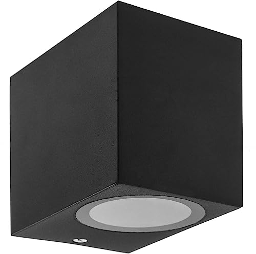 damastoreitalia Applique da esterno ip65 lampada faretto a parete giardino moderno gu10 (Cubo nero) (ES64)