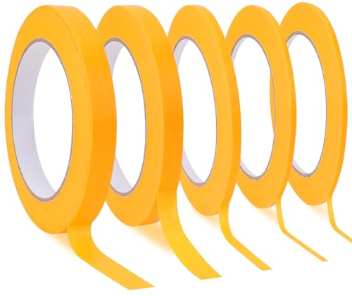 Mozeat Lens 5 rotoli di nastro adesivo sottile gessato da 1/16, 1/8, 1/5, 2/5 e 1/2 pollici, nastro adesivo per pittori e automobili, nastro adesivo medio per fai da te auto e pittura artistica,