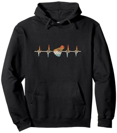Retro Badminton Herzschlag Sport Federball Pullover Hoodie