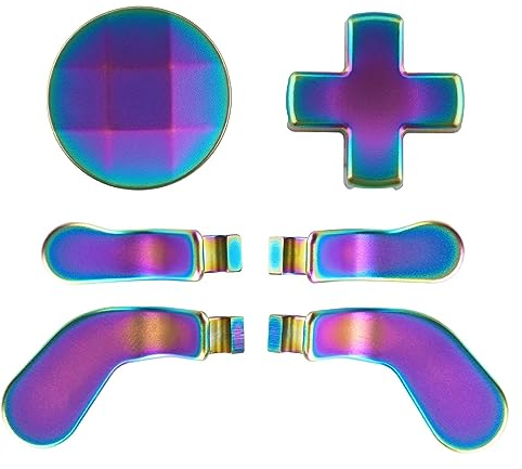 eXtremeRate 6 en 1 D-Pad Acero Inoxidable Magnético Repuesto para Xbox Elite V1/V2 Control Dirección Botón con Paletas Botones Traseros para Xbox Elite & Elite Series 2 Mando(Camaleón Arcoiris)