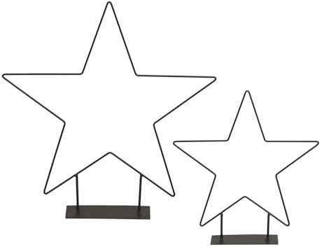 Spetebo Metallstern Aufsteller 2er Set schwarz - 40 und 30 cm - Weihnachts Tischdeko zum Hinstellen - Advent Winter Deko Stern Fensterdeko Weihnachtsdeko