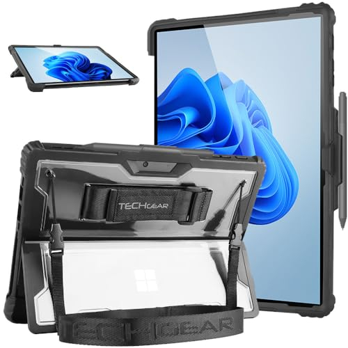 TECHGEAR DuraTUFF Hülle kompatibel mit Microsoft Surface Pro 4, 5, 6, 7, 7+ [Signature Keyboard kompatibel] Robuste, stoßfeste Schutzhülle mit Handschlaufe, Schultergurt, Ständer und Stifthalter
