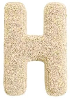 Mealini BUCHSTABENKISSEN - Buchstabe H, wollweiß, ca 22 x 28 cm, Buntes Kissen Alphabet für Namen