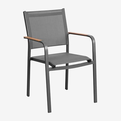 SKLUM Stapelbarer Gartenstuhl aus Aluminium Archer Grau Graphit