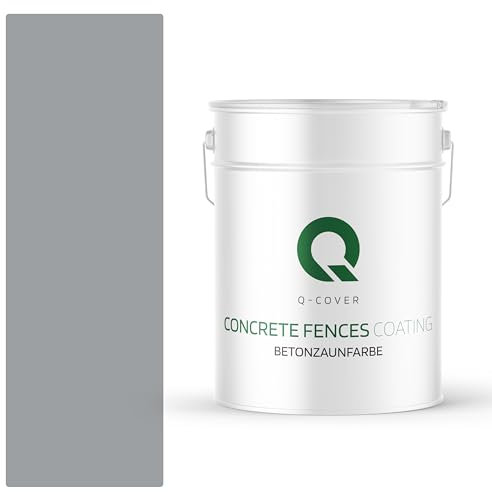 Q-COVER Betonzaunfarbe | 10L | Grau-Blau | Silikon Farbe | Außen | Betonfarbe | Hydrophobe Farbe | Acrylat Dispersion | Betonzäune | Betonelemente