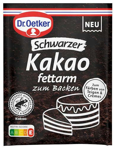 Dr. Oetker Schwarzer, Fettarmer Kakao zum Backen: Fettarmer, schwarzer Kakao zum Backen, für das Färben von Teigen und Cremes, für Kekse oder Kuchen, 30g