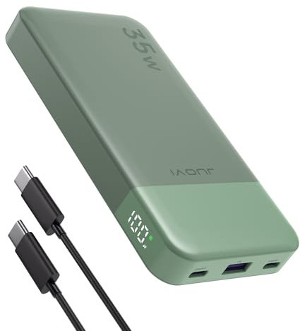 JUOVI Batterie Externe Charge Rapide 35W 10000mAh Power Bank PD3.0 QC4.0 USB C in & Out Batterie Portable Compatible avec iPhone Samsung Tablette Switch (Vert, 35W)