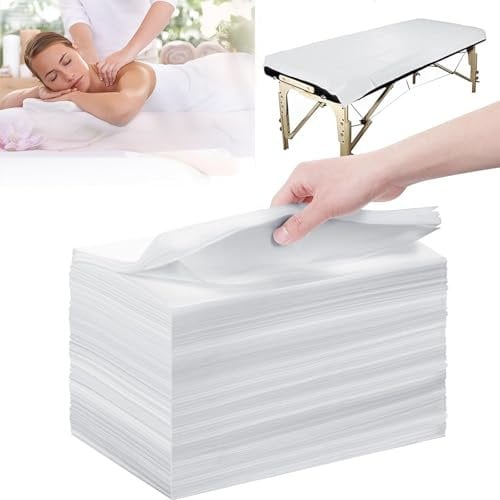 100 Stück Einweg Massageliegen Auflage, 80 x 180cm Einmal Bettwäsche, Massageliege Bezug Vliesstoff, Einweg Bettlaken für Spa, Salon, Hautfreundliche Einweg Massagetisch Bettlaken(100)