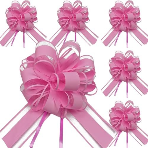 6 fiocchi grandi da 17,8 cm, colore rosa, per confezioni regalo, per matrimoni, San Valentino, compleanni, Natale, fiori, auto