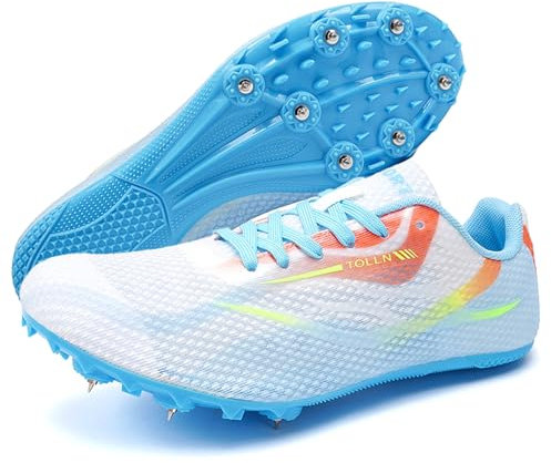 PENXZT Zapatillas de Atletismo con Clavos para Hombre, 7 Clavos, para Correr, Saltar, Entrenamiento, para niños y niñas,A,38 EU