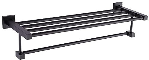 SXKJ Porte-Serviettes 40-60 cm Support Pliant avec Crochet Accessoires de Salle de Bain Support Mural Barre de Douche Barre en Aluminium étagère Noire Mate (Couleur : 60 cm)