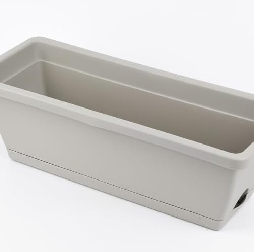 MUKSEUT 8PCS Window Planter Box, 17 Inch Rectangle Plant Window Boxes with Trays, Plastic Planter Pot with Drain Hole for Windowsill, Patio, Garden, Home Decor, Porch Yard