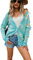 HEYPORK Damen Herbst Winter Warm Bequem Jacke Casual Mode übergangsjacke Mantel Frauen Strickjacke Pullover Strickjacke Bedruckt Gänseblümchen Pullover(D Grün, L)