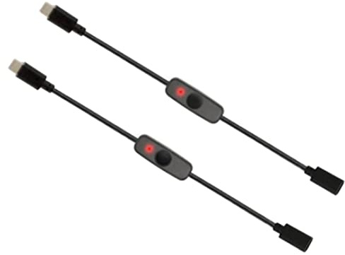 Cpolebev Interrupteur d'alimentation USB Type C avec Voyant mâle à Interrupteur de câble d'extension USB-C pour 4B 2 pièces