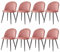 TTATC Lot de 8 Chaises de Salle à Manger en Velours, Chaises de Cuisine Modernes avec Pieds en Métal pour Salon, Cuisine et Salle à Manger (Rose)
