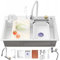 Ribanedy fregadero cascada multifuncional 68 x 45 cm, blanco, fregadero cocina 1 seno inoxidable con grifo rociador abatible, lavavasos y set de accesorios