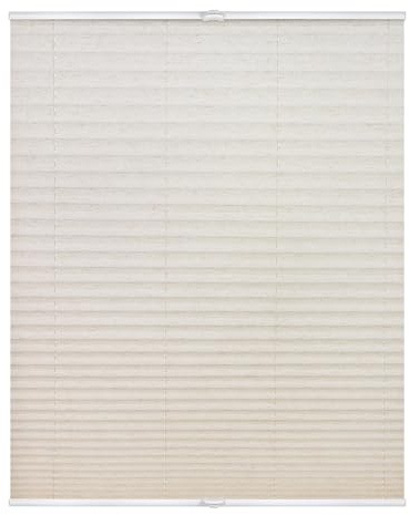 Lichtblick Plissee Klemmfix, ohne Bohren, verspannt, lichtdurchlässig, Blickdicht, Uni, mit eleganter Crushed Optik 75 cm x 130 cm (B x L), Natur