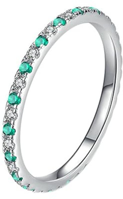 BCughia Eheringe 585 Gold, Echt Weißgold Damen Ring Rund Form Emerald und Moissanit Stapelbar Ring Verlobungsringe für Damen Gr 54